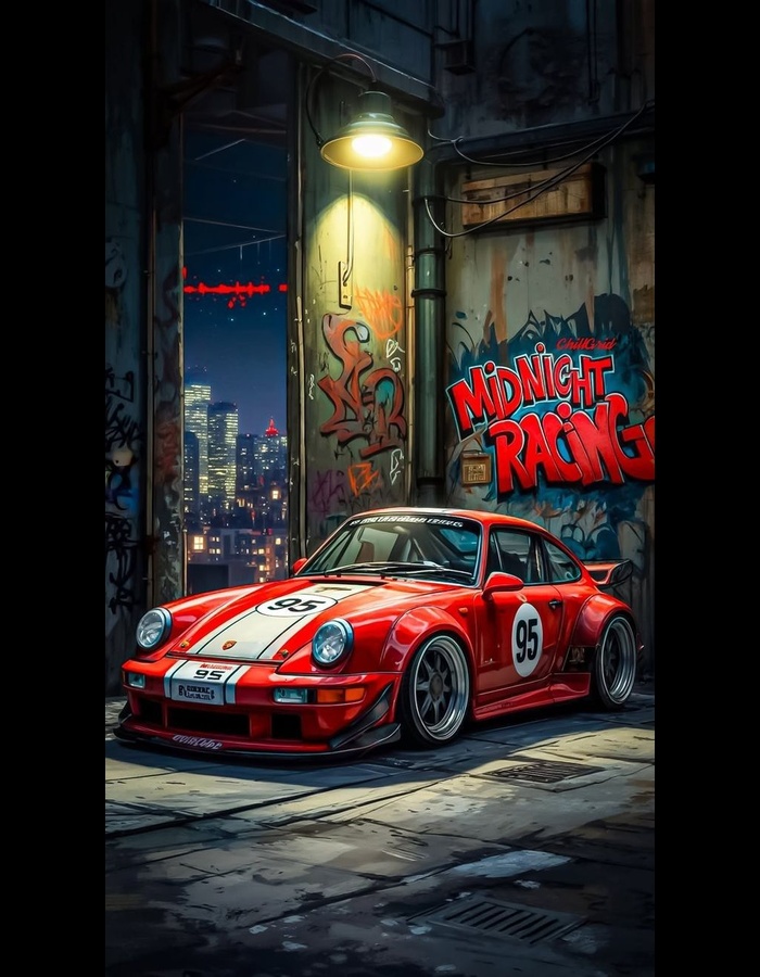 Midnight Racing Poster Midnight Racing – Porsche Street Legend Poster - Comic Store